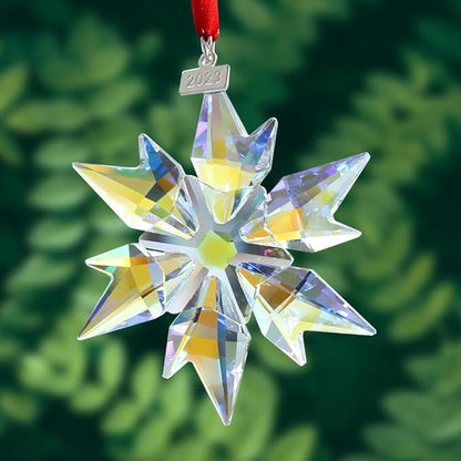 2023 Edition Crystal Snowflake Ornament Christmas Tree Ornament Home Decor Gift (23-Set of 2-Colorful)