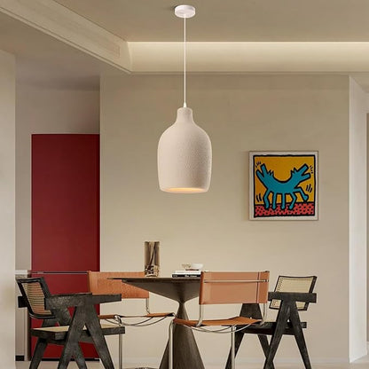 JAYMP Wabi Sabi Pendant Light for Dining Room Kitchen Island Light Hallway Restaurant Hanging Lamp E26 Base Japanese Style Wine Bottle Shape Lighting Fixture, 1 Pack (Light Brown,C Shape, D26×H46cm)