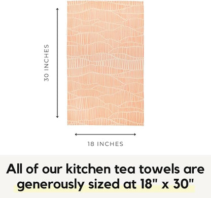 Modern Style Premium Kitchen Tea Towel Super Absorbent Fast Drying Microfiber Sunkissed Coral