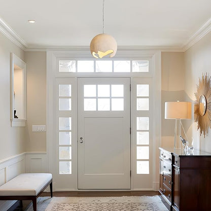 Wabi Sabi Pendant Lights,11.4in White Modern Pendant Light Resin Hanging Lamp Kitchen Island Lighting Modern Japandi Chandelier for Dining Room Bedroom Hallway Restaurant Foyer