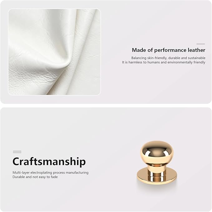 Desk Accessories,Beige White Vegan Leather Office Organizer with 1 Drawer & Tray,Pen Holder with Gold-Tone Metal Accents Knob,Bedroom.