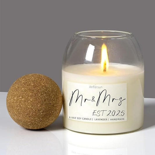 Wedding Gifts for Couples 2025, Bridal Shower Gifts for Couples Husband Wife, Newlywed Mr and Mrs - 8.50oz Soy Wax, Long-Lasting 60-Hours，Lavender