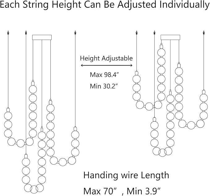 Modern Chandeliers LED Dimmable Light Acrylic Balls Ceiling Pendant Lighting for Living Room Dining Room Bedroom Adjustable Hanging Lights 70 Watts, Antique Gold Lamp