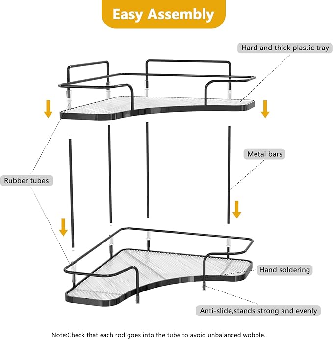 FOLLOWIN 2 Tier Bathroom Countertop Corner Organizer,Countertop Perfume,Vanity Counter Shelf,Skincare Makeup Cosmetic Vanity Organizers,Elegant Black