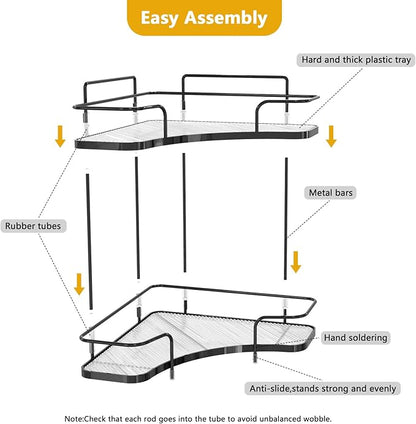 FOLLOWIN 2 Tier Bathroom Countertop Corner Organizer,Countertop Perfume,Vanity Counter Shelf,Skincare Makeup Cosmetic Vanity Organizers,Elegant Black