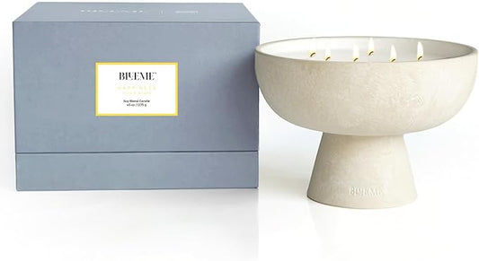 BLUEME Happiness - Yuzu & Ginger, Luxury Candle w/Essential Oils, 6 Wick, Hand-Poured Soy, Cotton Wick, Ceramic