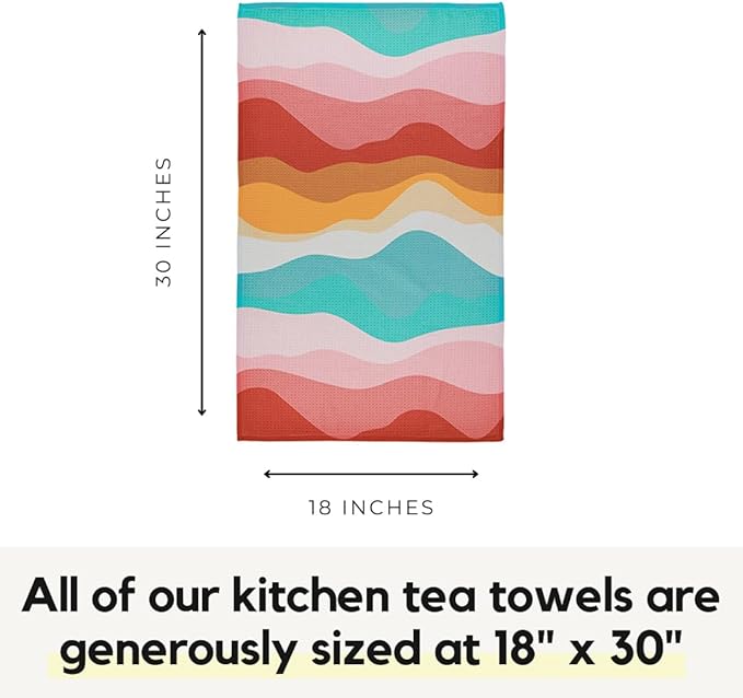 Modern Style Premium Kitchen Tea Towel Super Absorbent Fast Drying Microfiber Color Wave