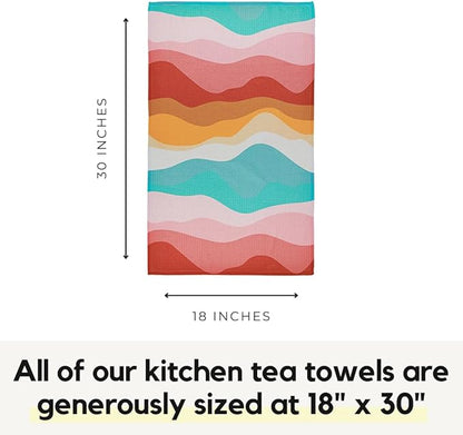 Modern Style Premium Kitchen Tea Towel Super Absorbent Fast Drying Microfiber Color Wave