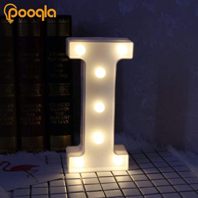 Pooqla LED Marquee Letter Lights Sign, Light Up Alphabet Letter for Home Party Wedding Decoration I