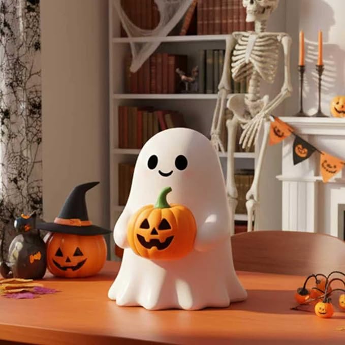 Halloween Ghost with Figurine - Cute Rock Ghost for Gift Props Funny Ghost Statue,Tabletop Home Decor Ghosts Halloween Decorations Indoor