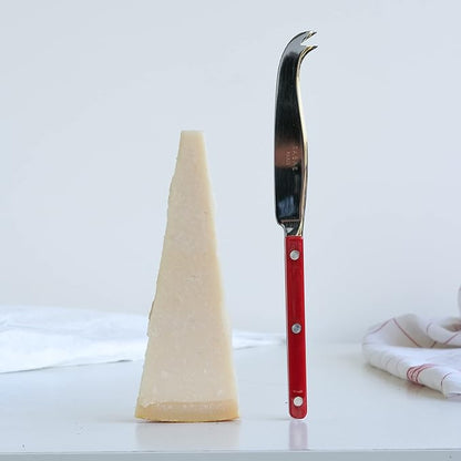Cheese Knife 9.4 inches - Bistrot Collection - All Cheeses - Stainless Steel & Nylon - Dishwasher Safe - Burgundy - Brilliant Finish