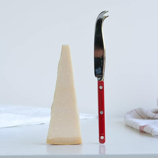 Cheese Knife 9.4 inches - Bistrot Collection - All Cheeses - Stainless Steel & Nylon - Dishwasher Safe - Burgundy - Brilliant Finish