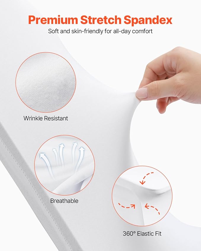 VEVOR 50 Pcs White Chair Covers Polyester Spandex Chair Cover Stretch Slipcovers for Wedding Party Dining Banquet Flat-Front Chair Covers