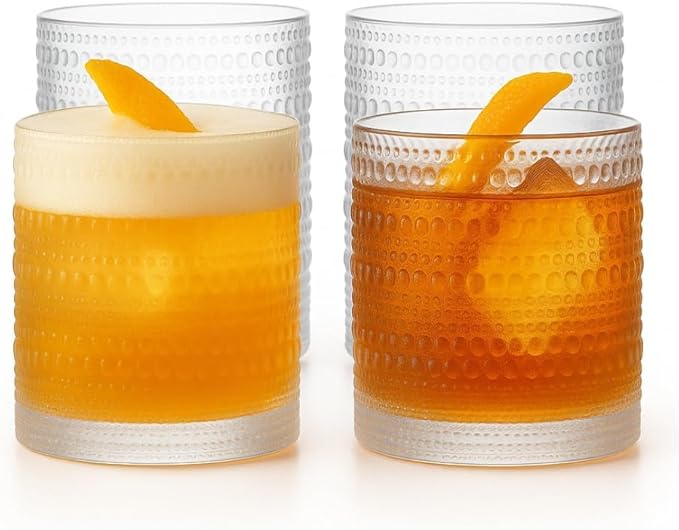 LEMONSODA Vintage Clear Hobnail Drinking Glasses (Lowball 10oz, Set of 32) [2223]