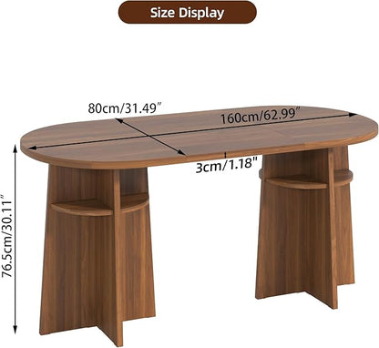 63” Oval Dining Table for 6 People, Modern Dining Room Table with Heavy Duty Legs, Farmhouse Wooden Kitchen Dinner Table with Large Tabletop for Home, Living Room, Office