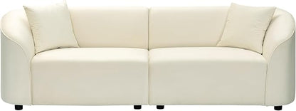 Christopher Knight Home 87.50" Velvet Curved Oversized 2 Seater Sofa, Upholstered Couch Chair, Soft Seating Lounge Sofa, Cozy Loveseat with Armrest, Reading Loveseat for Living Room, Home Rest, Cream
