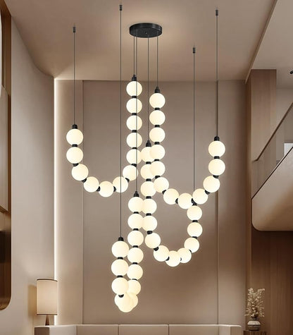 Modern Chandeliers LED Dimmable Light Acrylic Balls Ceiling Pendant Lighting for Living Room Dining Room Bedroom Adjustable Hanging Lights 90 Watts Black Lamp