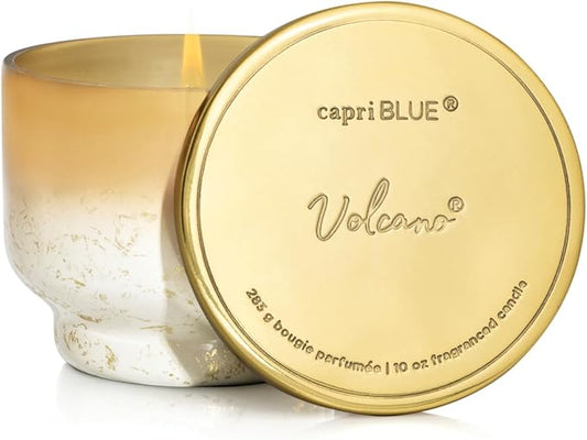 Capri Blue Volcano Scented Candle for Home - Glimmer Inverted Jar Candles - Soy Candles - Holiday Candles with White & Gold Ombre Glass Candle (10 oz)