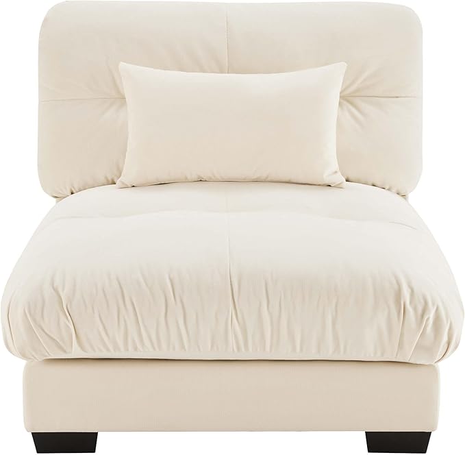 SoarFlash Velvet Sectional Middle Position Sofa, Beige