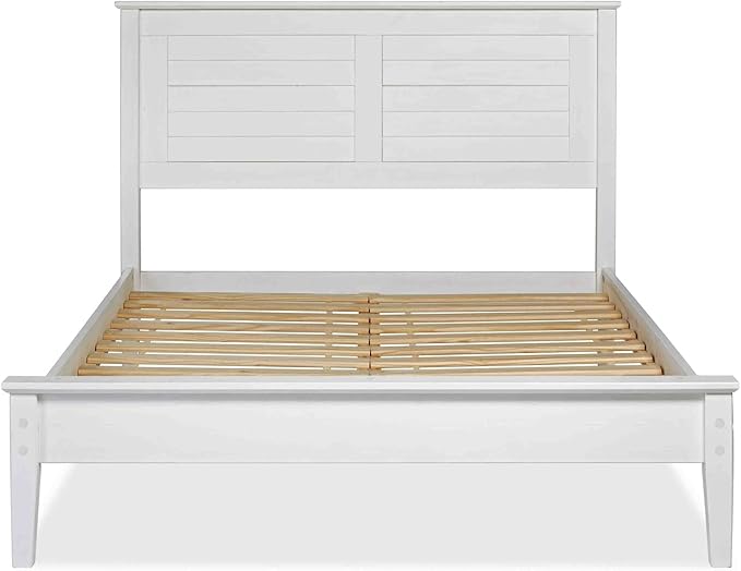Grain Wood Furniture Greenport Solid Wood Platform Bed, Queen Size, Brushed White