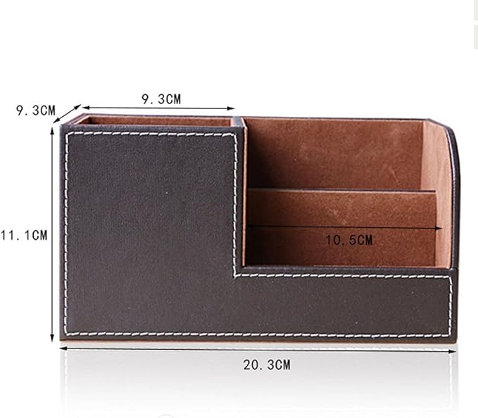 KINGFOM 3PCS/SET Desk Organizer Sets Leatherette Office Accessories Supplies Including Tissue Holder,Pencil Holder and Business Name Cards Stand Brown