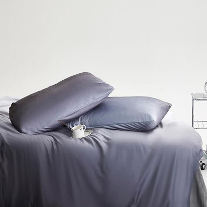 CLOTHKNOW Grey Silver Fluffy Full Size Comforter Sets Velvet Bedding Comforter Sets Soft Gray Comforter with 2 x Pillow Cases