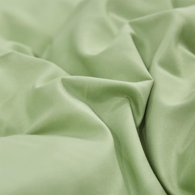 CLOTHKNOW Green Ruffles Queen Comforter Set 3Pcs Farmhouse Bedding Comforter Sets Soft Sage Green Comforter with 2 x Pillow Cases