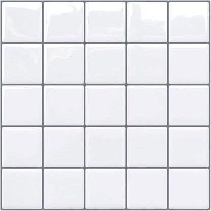 Alwayspon 10 Sheets 10"x10" White 3D Vinyl Backsplash Tiles, Self-Adhesive Peel and Stick Wall Tile Stickers Stick on Subway Tiles for Kitchen Bathroom Wall