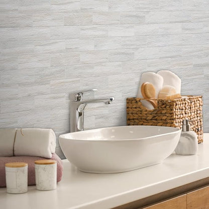 AULIGET 3" x 6" Subway Tile Peel and Stick Backsplash, Thick PVC Stick on Wall Tiles (100, Beige Slate)