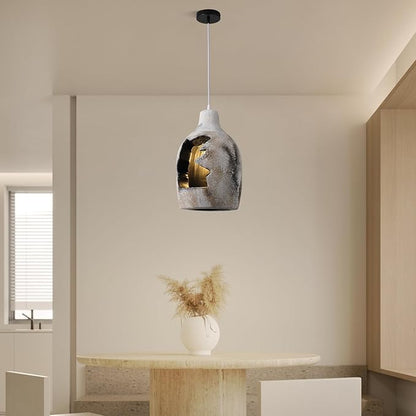 JAYMP Wabi Sabi Pendant Light for Dining Room Kitchen Island Hallway Farmhouse Hanging Lamp E26 Base Retroism Style Wine Bottle Shape Lighting Fixture (Antique White,C Shape, D26×H46cm)