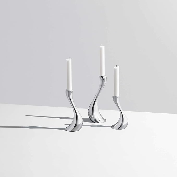 Georg Jensen Cobra Candle Holder, Stainless Steel, 6.30", 7.87", 9.45" (Set of 3)
