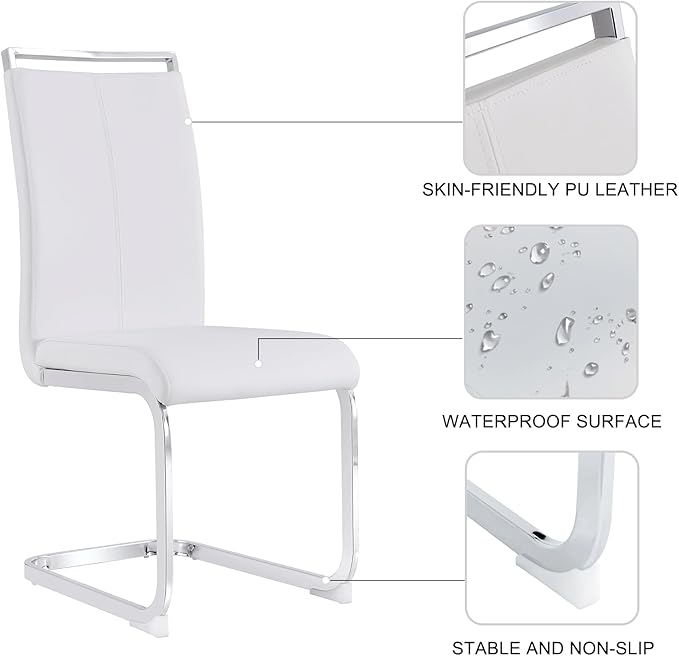 71" Glass Dining Table Set for 6, Kitchen Table and 6 PU Leather Chairs, Dining Table Set Ideal for Living Room