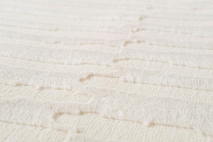 Revival Rugs Soloba 6'7"x9' Washable Area Rug for Living Room Bedroom - 100% Recycled Oeko-TEX Certified, Medium Pile, Beige, Cream