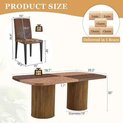 Dining Table Set for 10,Large 79" Rectangular Kitchen Table Set for 10 with Cushioned Chairs,Modern Mid-Century Wood Dining Room Table Set for 10,Ideal for Dining & Gatherings