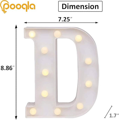 Pooqla LED Marquee Letter Lights Sign, Light Up Alphabet Letter for Home Party Wedding Decoration D