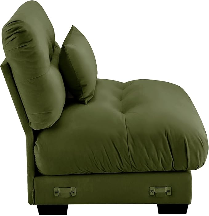 SoarFlash Velvet Sectional Middle Position Sofa, Green