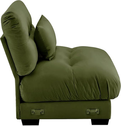 SoarFlash Velvet Sectional Middle Position Sofa, Green