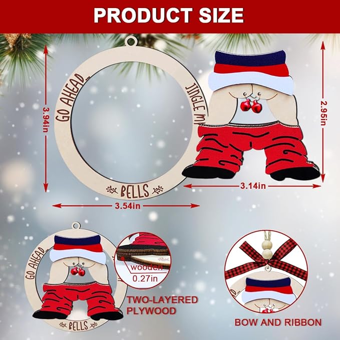 Funny Christmas Ornaments 2025, Exchange Funny Ornaments for Adults, Naughty Ugly Christmas Tree Ornaments Wooden, Inappropriate Dirty Santa Ornament - Unique Christmas Ornaments