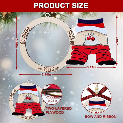 Funny Christmas Ornaments 2025, Exchange Funny Ornaments for Adults, Naughty Ugly Christmas Tree Ornaments Wooden, Inappropriate Dirty Santa Ornament - Unique Christmas Ornaments