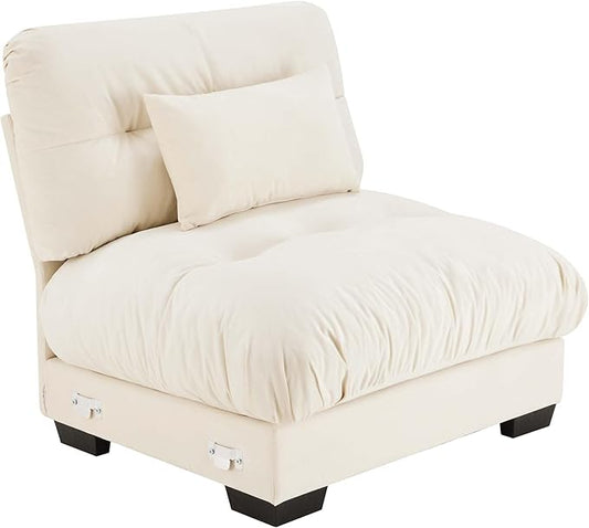 SoarFlash Velvet Sectional Middle Position Sofa, Beige