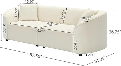 Christopher Knight Home 87.50" Velvet Curved Oversized 2 Seater Sofa, Upholstered Couch Chair, Soft Seating Lounge Sofa, Cozy Loveseat with Armrest, Reading Loveseat for Living Room, Home Rest, Cream