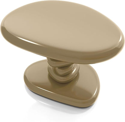 24/7 Shop at Home Kavren Modern 22-inch Oval Glossy Pedestal End Table, Stone Shape Living Room Furniture for Small Space, Light Brown