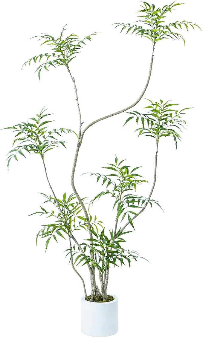 Artificial Mahonia fortunei Tree,5.3ft Tall Fake Plants Artificial Mahonia fortunei Plants for Indoor, Fake Trees for Office Home Living Room Floor Patio Greening Porch Decor