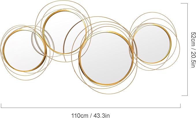 Large Decorative Wall Mirror,Modern Gold Wall Art Mirrors for Living Room Decor,Star Ring Metal Wall Decor Mirror for Entryway Bedroom Dining Room 43.3 X 20.5 inch