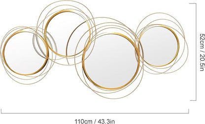 Large Decorative Wall Mirror,Modern Gold Wall Art Mirrors for Living Room Decor,Star Ring Metal Wall Decor Mirror for Entryway Bedroom Dining Room 43.3 X 20.5 inch