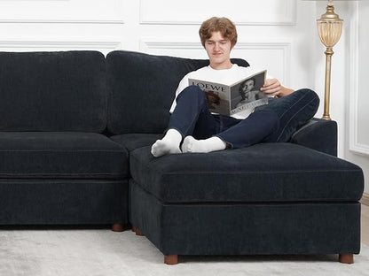 EASE MOOSE Oversized Sectional Modular Sofa,Oversized U Shape Sectional Couch Wide Deep seat Sofa,FSC Certified Chenille Modular,Blue