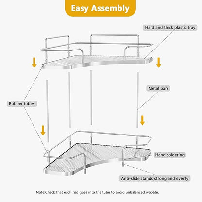 FOLLOWIN 2 Tier Bathroom Countertop Corner Organizer,Countertop Perfume Vanity Counter Shelf,Skincare Makeup Cosmetic Vanity Organizers,Silver