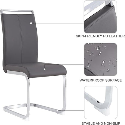 71 Inch Glass Dining Table Set for 6, Kitchen Table and 6 PU Leather Chairs, Dining Table Set Ideal for Living Room