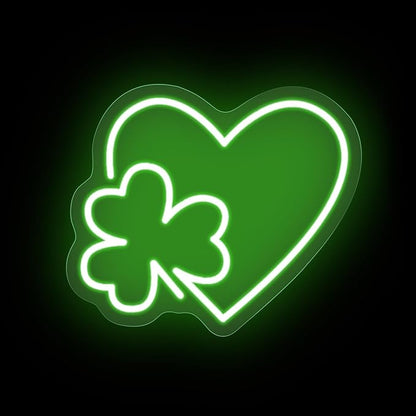 Clover Leaf Heart LED Neon Sign,St. Patrick Shamrock Neon Light, Saint Patricks Day Gift,Lucky Four Leaf Led Sign Wall Hanging For Party Favors, Classroom, Man Cave Bar Pub Home Party Room