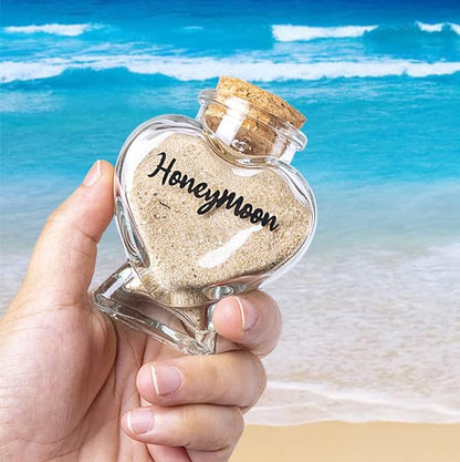 Honeymoon Sand Keepsake Jar，Bridal Shower, Wedding, Engagement, Honeymoon, Travel Gift for Couples, Newlywed, Fiance(Gift Box Includes) - 40ml Heart Shape Glass